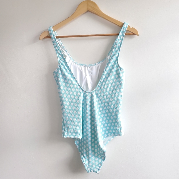 NWOT Aerie Polka Dot Pique Cheeky 1 Piece Swimsuit - Picture 7 of 10